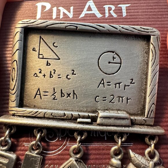 Signed JJ ‘Teacher Chalkboard’ Dangle Pin – New Old Stock – Boutique Card – 2.5 - Picture 4 of 6